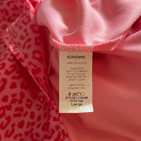 Adrienne Pink Leopard Cheetah Print Long Balloon Sleeve Blouse Top Size Large - Picture 6 of 6